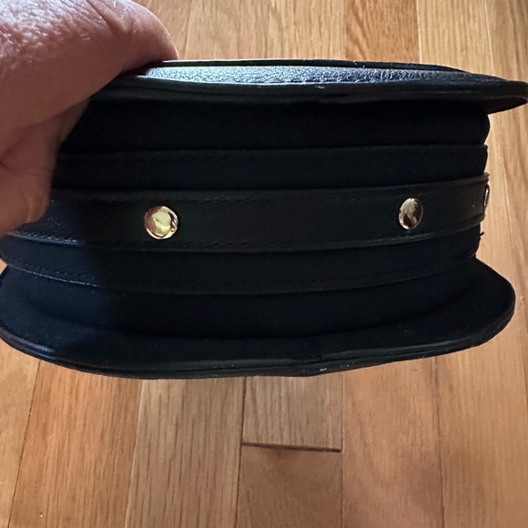 Cute pixie bag w/faux leather & suede w/gold tone studs, handles, & long strap - Picture 8 of 9